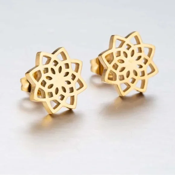 Lotus Flower Earrings - Picture 3 of 3